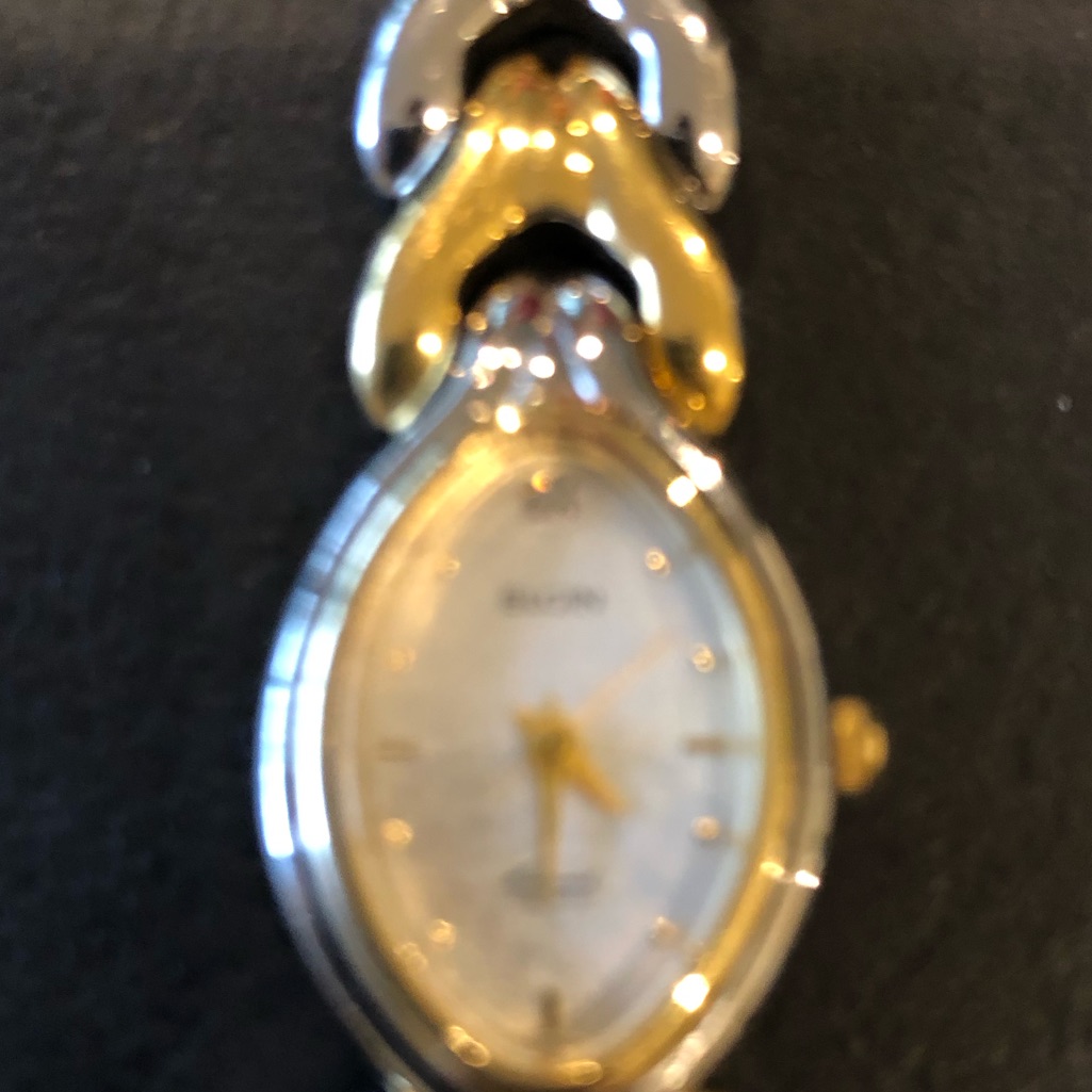 Elgin Diamond Ladies Watch Gold Tone Quartz Oval